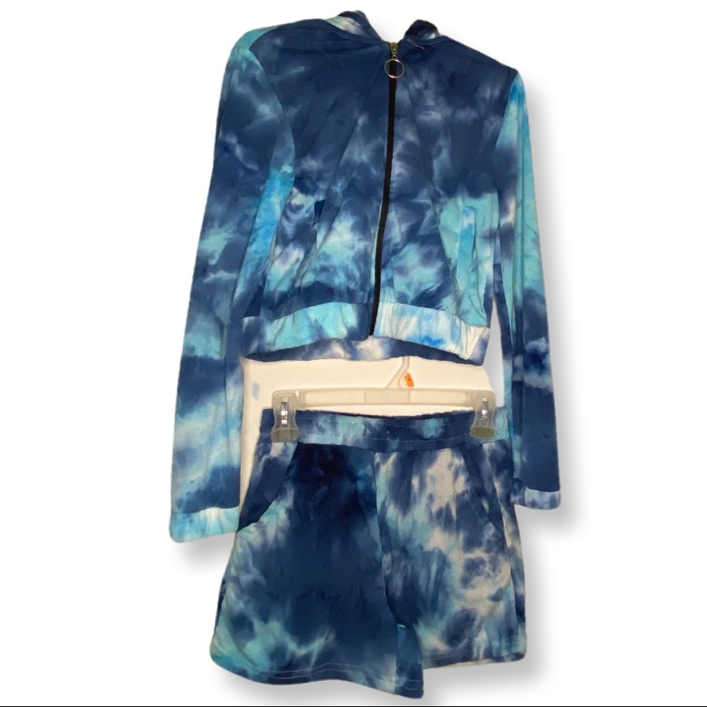Blue Tie Dye Jacket & Short Set